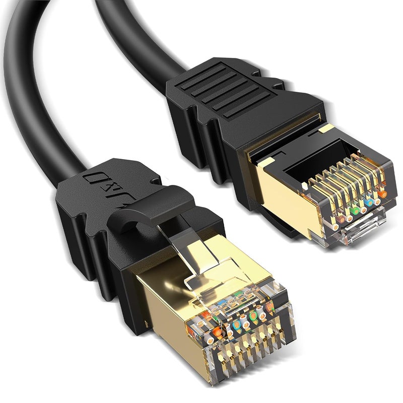 JD Cat 8 Ethernet Cable, High Speed 40 Gbps 2000 Mhz 26AWG with Gold Plated RJ45 Connector, S/FTP Network Cord Compatible for Gaming PC PS5 Xbox Modem Router, 6 ft - Image 1